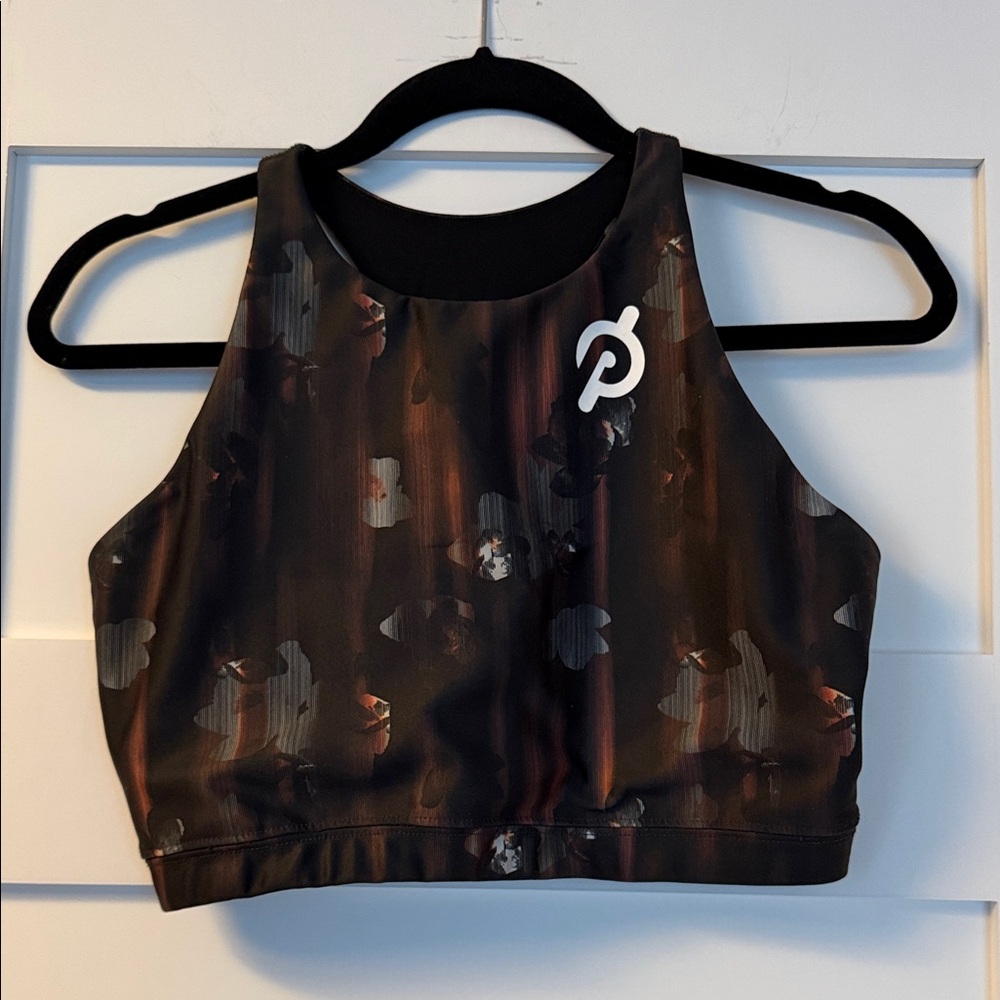 Peloton Black Floral High-Neck Sports Bra